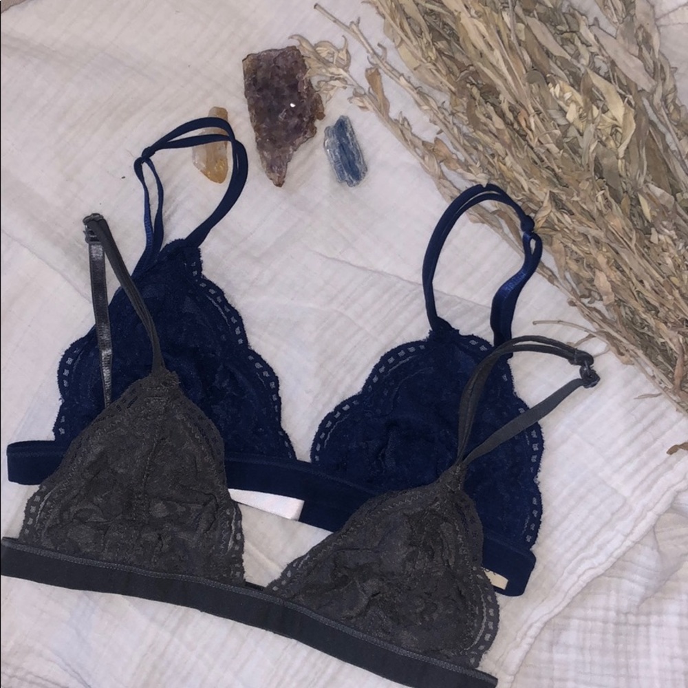 Blue/gray lace bralette